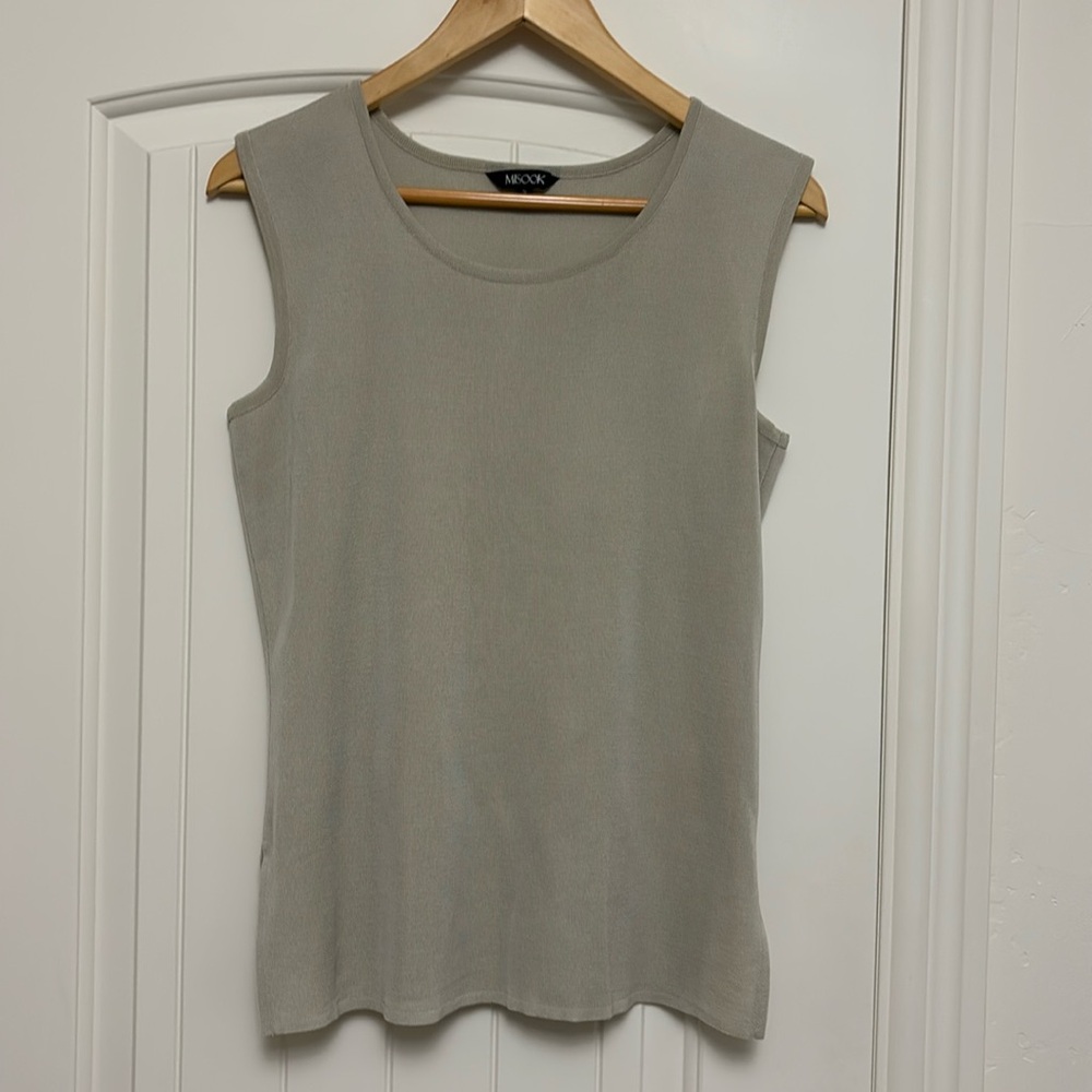 Misook Classic Knit Scoop-Neck Tank Top Beige Size S